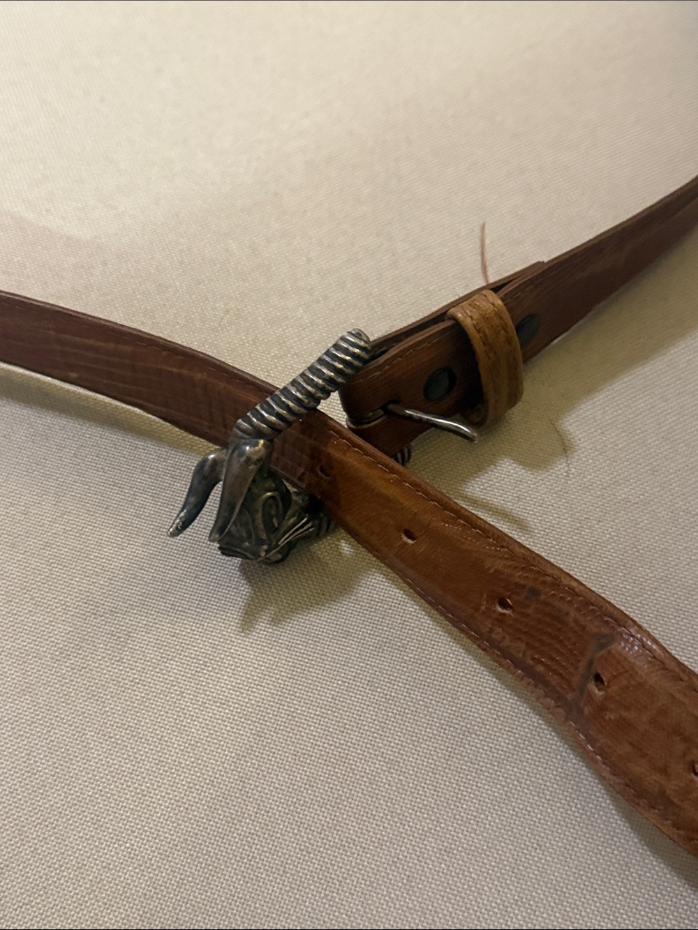 Vintage Warner bros bugs bunny Brown Leather Belt with Metal Cat Buckle XL - Picture 6 of 6